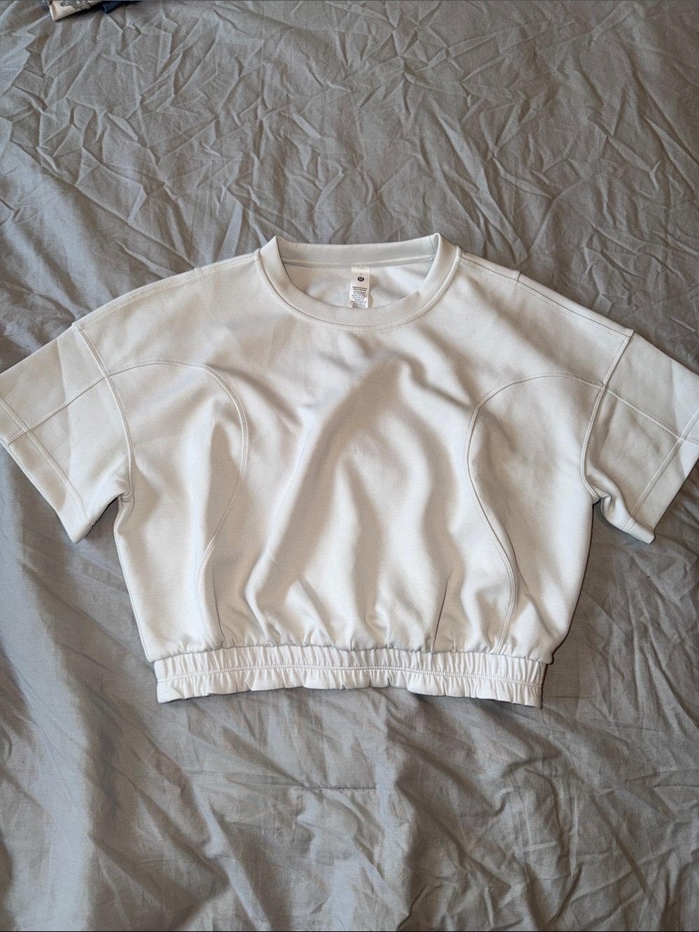 Lululemon Cropped Short-Sleeve Sweatshirt Top - White